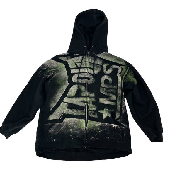 Tapout MPS Hoodie Mens Medium Black Green Y2K Cybergoth Jesse Pinkman Grunge AOP - Picture 1 of 9
